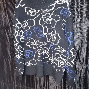 Black Sweater With Blue And White